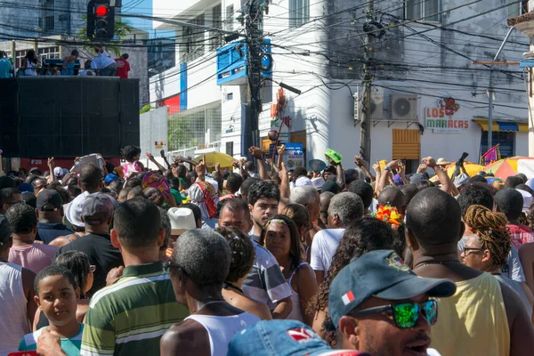 Salvador Bahia Brasil Fevereiro 2016 Multidões Pessoas Estão Por Trás — Fotografia de Stock