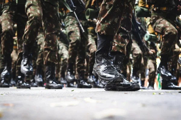 Salvador Bahia Brasil September 2022 Rendah Pandangan Kaki Tentara Brasil — Stok Foto