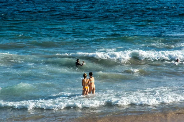 Salvador Bahia Brazil October 2022 People Bathing Sea Farol Barra — Stock Photo, Image