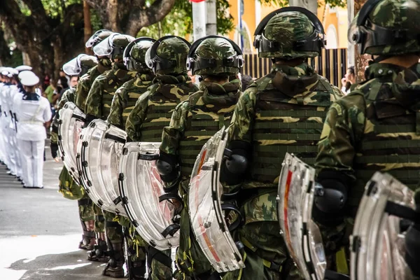 Salvador Bahia Brasile Settembre 2016 Soldati Dell Esercito Brasiliano Sono — Foto Stock