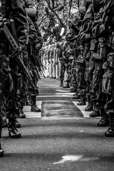 Salvador Bahia Brasil Setembro 2016 Soldados Exército Brasileiro Estão Fila — Fotografia de Stock
