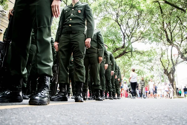 Salvador Bahia Brazylia Września 2016 Niski Widok Brazylijskich Żołnierzy Wojskowych — Zdjęcie stockowe