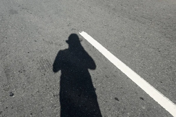 Straße Asphalt Weißer Streifen Und Die Schatten Der Fotografen Salvador — Stockfoto