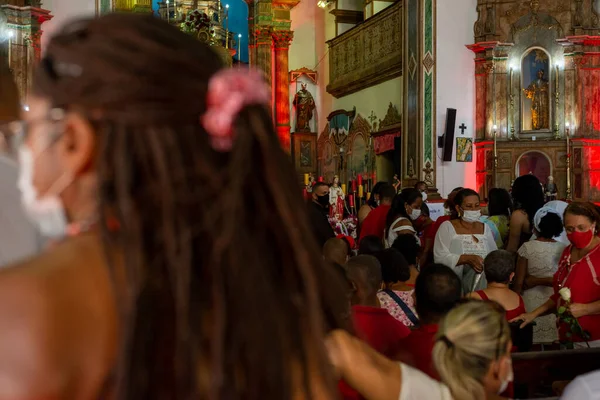 Salvador Bahia Brazílie Prosince 2022 Oddaní Santa Barbary Během Mše — Stock fotografie
