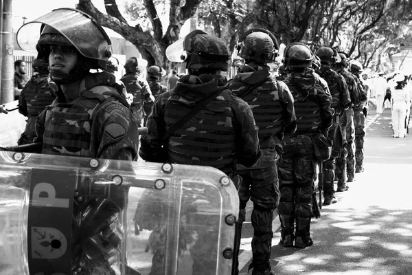 Сальвадор Баїя Бразилія Вересня 2016 Року Солдати Бразильської Армії Стоять — стокове фото