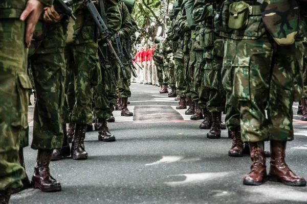 Salvador Bahia Brasil September 2016 Tentara Brasil Mengantri Menunggu Parade — Stok Foto