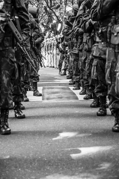 Salvador Bahia Brasilien September 2016 Soldaten Der Brasilianischen Armee Stehen — Stockfoto