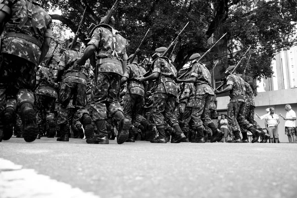 Salvador Bahia Brasil Septiembre 2016 Vista Baja Soldados Del Ejército — Foto de Stock