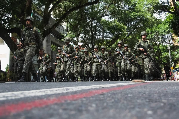 Salvador Bahia Brazil September 2016 Low View Brazilian Army Soldiers — 图库照片