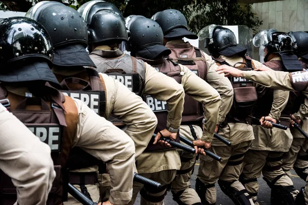 Salvador Bahia Brasil Septiembre 2016 Policía Militar Manifiesta Acción Durante —  Fotos de Stock