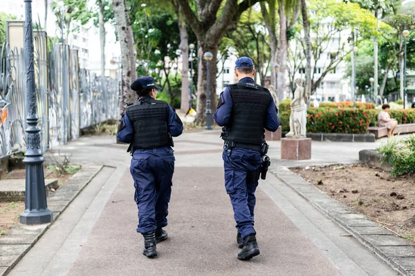 Salvador Bahia Brazylia Października 2022 Dwóch Gwardzistów Miejskich Patrolujących Ulice — Zdjęcie stockowe