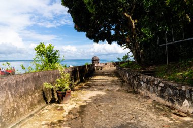 Cairu, Bahia, Brazil - January 19, 2023: Internal view of the ancient architecture of the fort of Morro de Sao Paulo, in the city of Cairu.