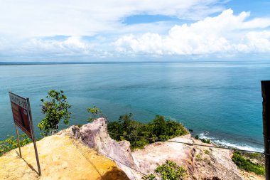 Cairu, Bahia, Brazil - January 19, 2023: Top view of the sea that bathes Morro de Sao Paulo, in the city of Cairu.
