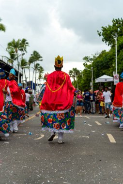 Salvador, Bahia, Brazil - February 11, 2023: Group known as Congo parades during the pre-Carnival Fuzue, in Salvador, Bahia.