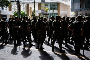 Salvador, Bahia, Brazil - September 07, 2016: Army special forces soldiers parade on Brazilian independence day in the city of Salvador, Bahia.