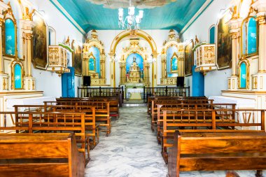 Valenca, Bahia, Brazil - September 10, 2022: Internal view of the church of Nossa Senhora do Amparo in the city of Valenca, Bahia.