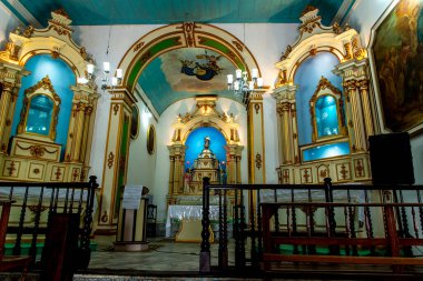 Valenca, Bahia, Brazil - September 10, 2022: Internal view of the church of Nossa Senhora do Amparo in the city of Valenca, Bahia.