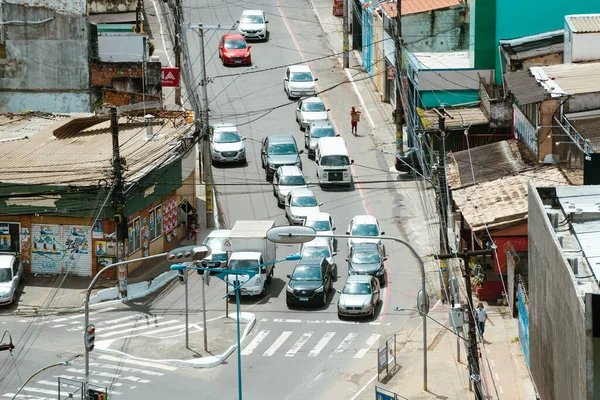 Salvador Bahia Brasil Septiembre 2022 Intenso Movimiento Tráfico Las Calles —  Fotos de Stock