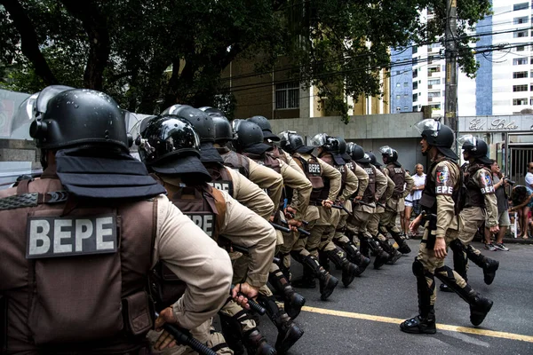 Salvador Bahia Brasil Septiembre 2016 Soldados Policía Militar Desfilan Juntos — Foto de Stock