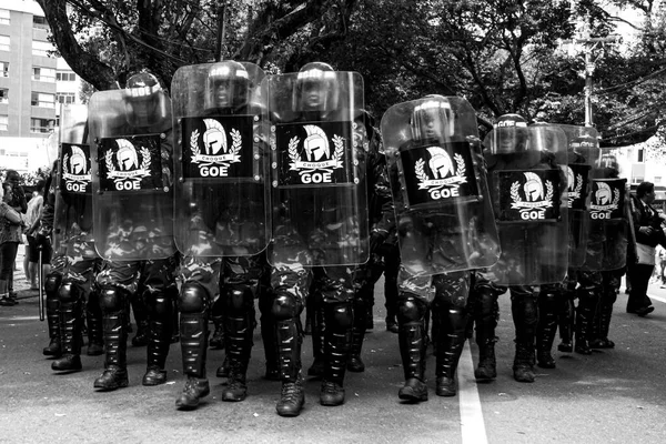 Salvador Bahia Brazylia Września 2016 Oddziały Gwardii Miejskiej Tarczami Ochronnymi — Zdjęcie stockowe
