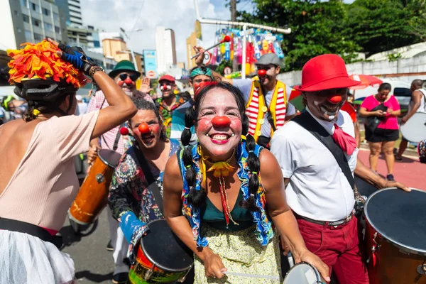 Salvador Bahia Brazylia Lutego 2023 Występy Cyrkowe Podczas Parady Fuzue — Zdjęcie stockowe