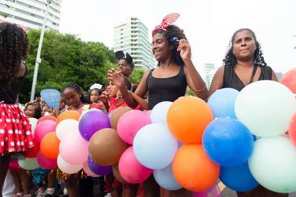 Salvador Bahia Brasil Febrero 2023 Grupo Niños Desfile Carnaval Fuzue — Foto de Stock