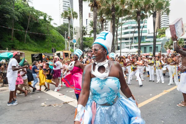 Salvador Bahia Brazil February 2023 African Cultural Group Seen Parading — Zdjęcie stockowe