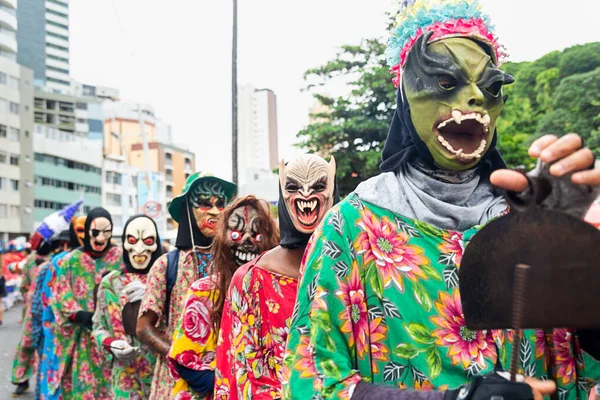 Salvador Bahia Brazil February 2023 People Dressed Horror Masks Parade — Stock Fotó