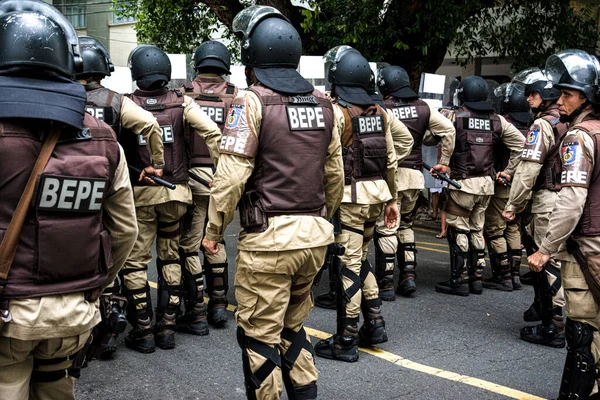 Salvador Bahia Brazylia Września 2016 Wojskowi Żołnierze Policji Parada Razem — Zdjęcie stockowe