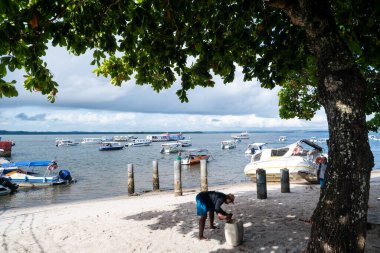 Salvador, Bahia, Brazil - January 19, 2023: Boats stopped in the port of Valenca bound for Morro de Sao Paulo in the Brazilian state of Bahia.