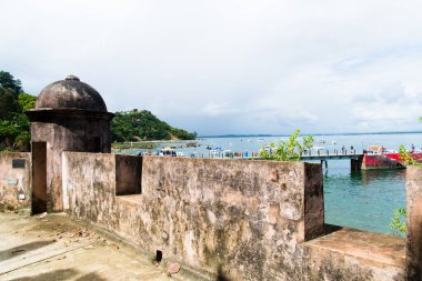 Cairu, Bahia, Brazil - January 19, 2023: Inside view of the ancient architecture of the fort of Morro de Sao Paulo, in the city of Cairu.