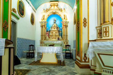 Valenca, Bahia, Brazil - September 10, 2022: Internal view of the church of Nossa Senhora do Amparo in the city of Valenca, Bahia.