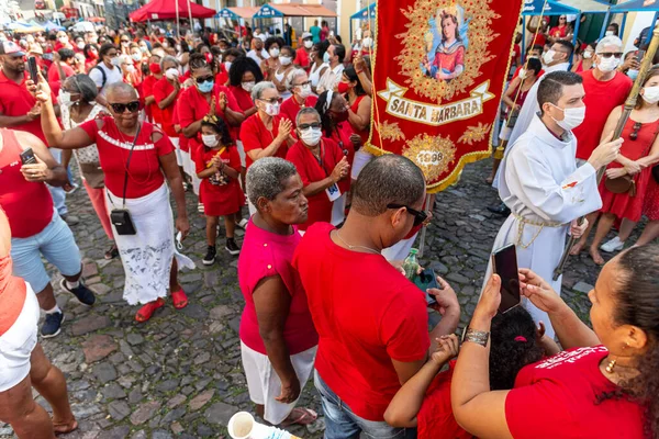 Salvador Bahía Brasil Diciembre 2022 Los Católicos Son Vistos Misa — Foto de Stock