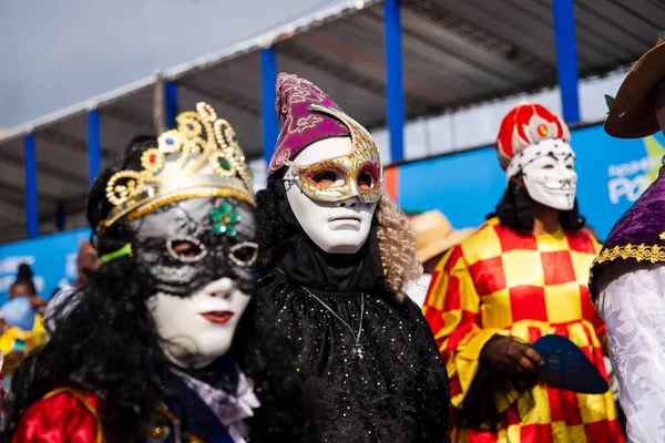 Salvador Bahia Brazil February 2023 Masked People Seen Pre Carnival — Fotografia de Stock