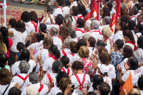 Salvador Bahia Brasil Mayo 2016 Decenas Fieles Católicos Son Vistos — Foto de Stock