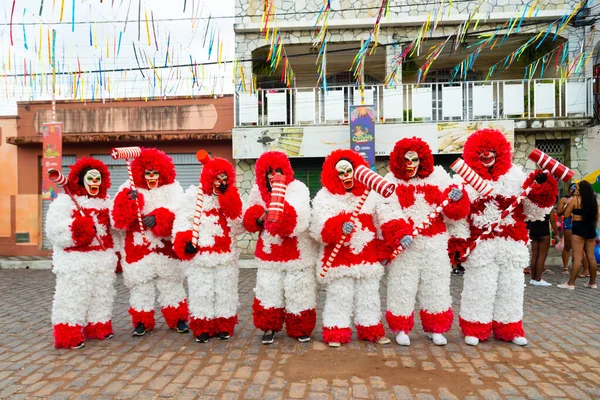 Maragogipe Bahia Brazil February 2023 Group People Costume Terror Mask — Zdjęcie stockowe