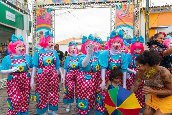 Maragogipe Bahia Brazil February 2023 Group People Dressed Clowns Pose — Zdjęcie stockowe