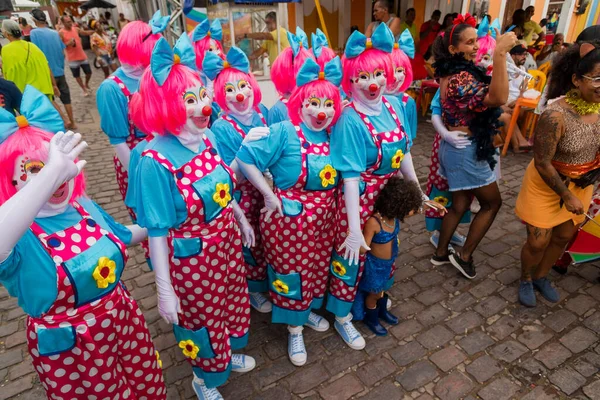 Maragogipe Bahia Brazil February 2023 Group People Dressed Clowns Parade — Zdjęcie stockowe