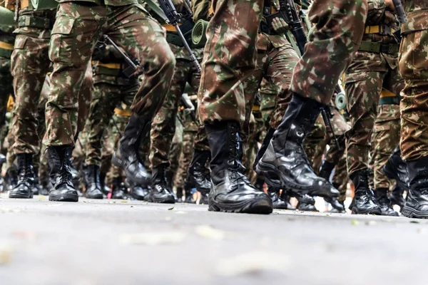Salvador Bahía Brasil Septiembre 2022 Vista Baja Soldados Del Ejército — Foto de Stock