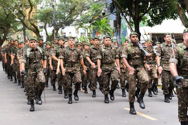 Salvador Bahia Brazil September 2022 Army Soldiers Marching Brazilian Independence — 图库照片