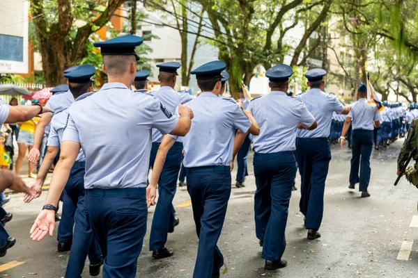 Salvador Bahía Brasil Septiembre 2022 Soldados Fuerza Aérea Marchan Durante —  Fotos de Stock