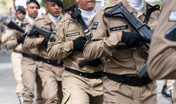 Salvador Bahia Brasil Septiembre 2022 Soldados Policía Militar Bahía Desfilan — Foto de Stock
