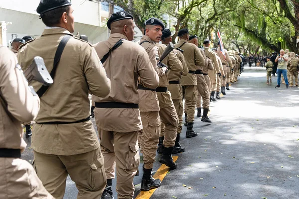Salvador Bahia Brazylia Września 2022 Bahia Żołnierze Żandarmerii Wojskowej Maszerują — Zdjęcie stockowe