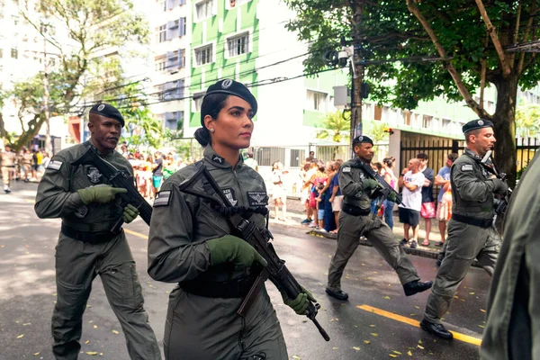 ブラジル バヒア州サルバドール 2022年9月7日 ブラジル空軍兵士が独立記念日にパレードする バヒア サルバドール市 — ストック写真