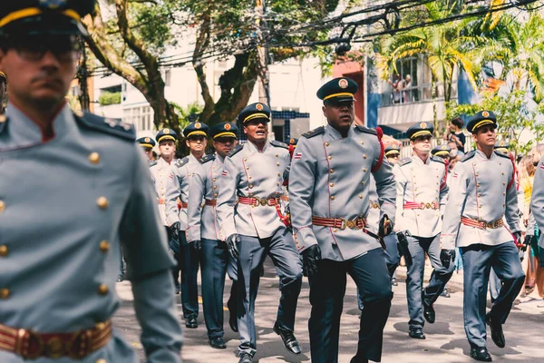 Salvador Bahia Brazylia Września 2022 Policjanci Bahii Maszerują Podczas Parady — Zdjęcie stockowe