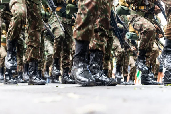 Salvador Bahia Brasil September 2022 Rendah Pandangan Tentara Berbaris Pada — Stok Foto