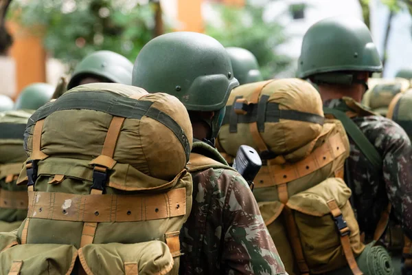 Salvador Bahia Brasil Setembro 2022 Soldados Exército Com Equipamento Guerra — Fotografia de Stock