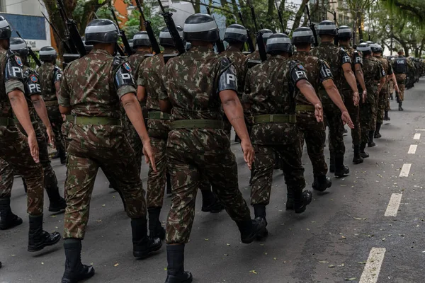 Salvador Bahía Brasil Septiembre 2022 Desfile Soldados Policía Del Ejército — Foto de Stock