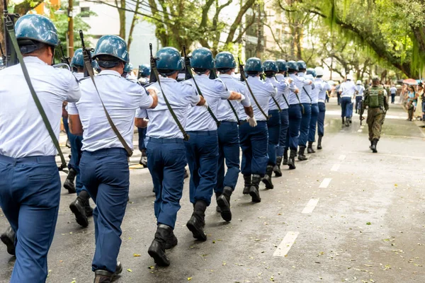 Salvador Bahia Brazil September 2022 Air Force Soldiers Marching Brazilian — Stock Photo, Image