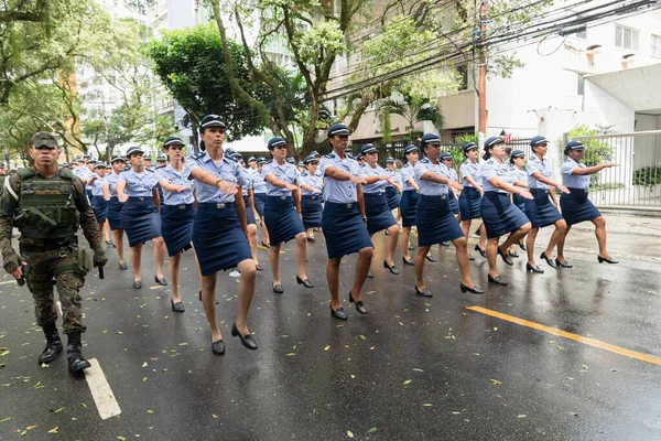 Salvador Bahia Brasil Setembro 2022 Soldados Força Aérea Marcham Durante — Fotografia de Stock